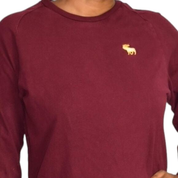 Vintage Abercrombie Shirt Red Long Sleeve Tee Spell Out Crew Neck Moose Size XL - Picture 4 of 13